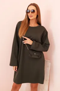 Legínovo Dámske viskózové šaty Plus Size s kabelkou na reťazi béžové Farba: Červená, Veľkosť: UNI