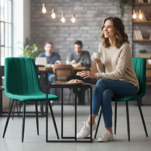 Ak furniture Čalouněná jídelní židle Livo lahvově zelená