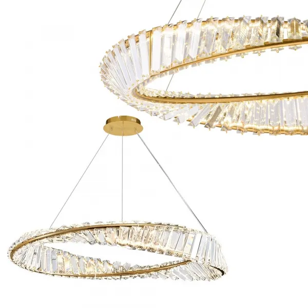 TooLight Krištáľový závesný LED luster APP1201-CP 50 cm zlatý/neutrálna biela