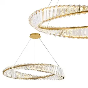 TooLight Krištáľový závesný LED luster APP1201-CP 50 cm zlatý/neutrálna biela