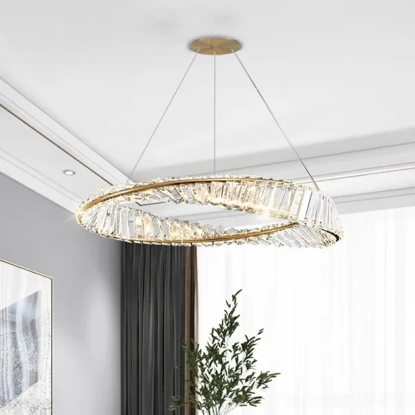 TooLight Krištáľový závesný LED luster APP1201-CP 50 cm zlatý/neutrálna biela