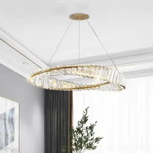 TooLight Krištáľový závesný LED luster APP1201-CP 50 cm zlatý/neutrálna biela