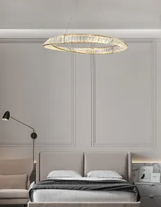 TooLight Krištáľový závesný LED luster APP1201-CP 50 cm zlatý/neutrálna biela