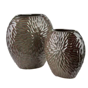 Mondex Keramická váza Yarine 26 cm fialová/zelená