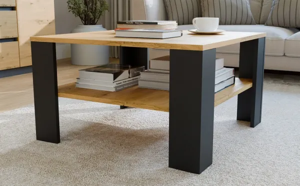 TP Living Konferenčný stolík Lawa Square 68 cm dub artisan/čierny
