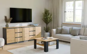 TP Living Konferenčný stolík Lawa Square 68 cm dub artisan/čierny