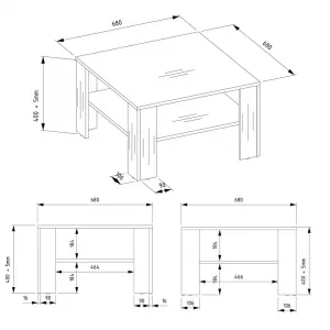 TP Living Konferenčný stolík Lawa Square 68 cm dub artisan/čierny