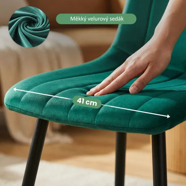 Ak furniture Čalouněná jídelní židle Livo lahvově zelená