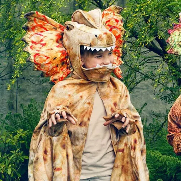 Souza! – detský kostým – dinosaurí plášť Dilophosaurus – 4 až 7 rokov, 104 – 122 cm