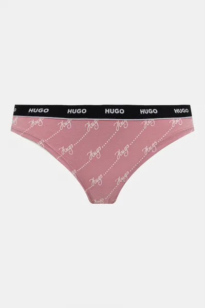 HUGO tangá dámske bavlnené s elastanom TRIPLET THONG DESIGN 3-pak