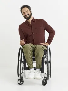 Vínová pánska košeľa s vreckom Celio