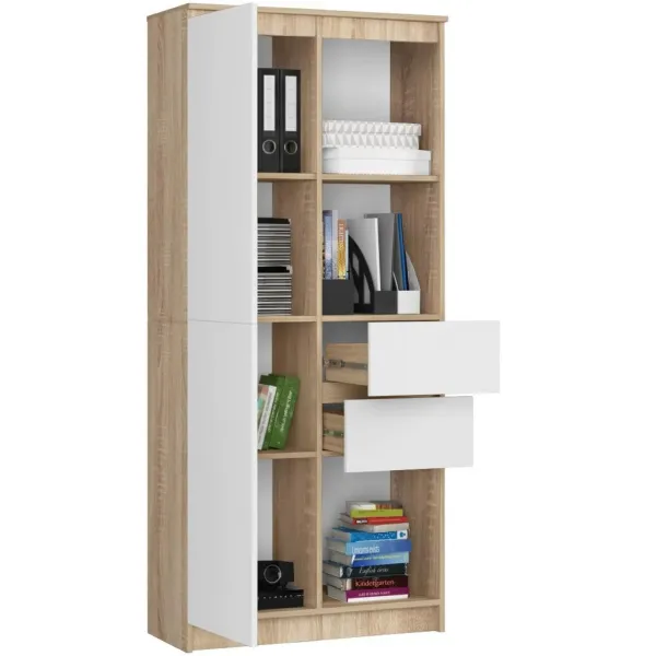 Ak furniture Kancelářská knihovna Rexa dub sonoma/bílá