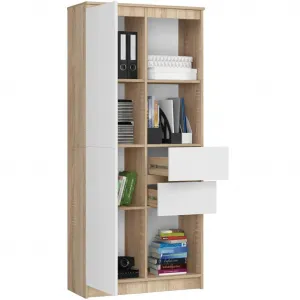 Ak furniture Kancelářská knihovna Rexa dub sonoma/bílá