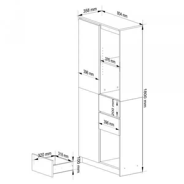 Ak furniture Kancelářská knihovna Rexa dub sonoma