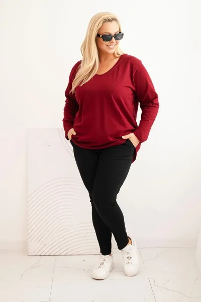 Legínovo Dámska blúzka Plus Size s lodičkovým výstrihom biela Farba: Čierna, Veľkosť: 2XL/3XL