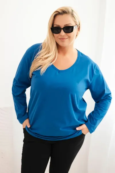 Legínovo Dámska blúzka Plus Size s lodičkovým výstrihom biela Farba: Čierna, Veľkosť: 2XL/3XL