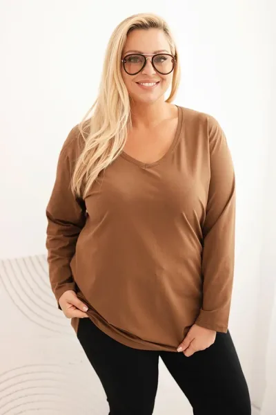 Legínovo Dámska blúzka Plus Size s lodičkovým výstrihom biela Farba: Čierna, Veľkosť: 2XL/3XL