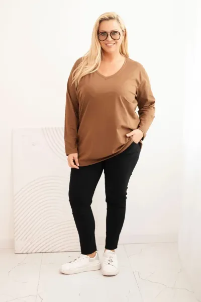 Legínovo Dámska blúzka Plus Size s lodičkovým výstrihom biela Farba: Čierna, Veľkosť: 2XL/3XL
