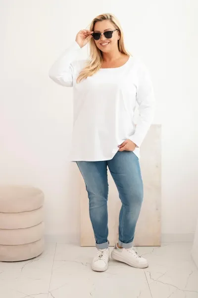 Legínovo Dámska blúzka Plus Size s lodičkovým výstrihom biela Farba: Čierna, Veľkosť: 2XL/3XL