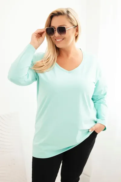 Legínovo Dámska blúzka Plus Size s lodičkovým výstrihom biela Farba: Čierna, Veľkosť: 2XL/3XL