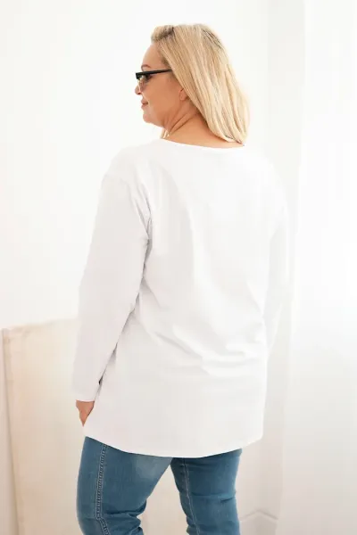 Legínovo Dámska blúzka Plus Size s lodičkovým výstrihom biela Farba: Čierna, Veľkosť: 2XL/3XL