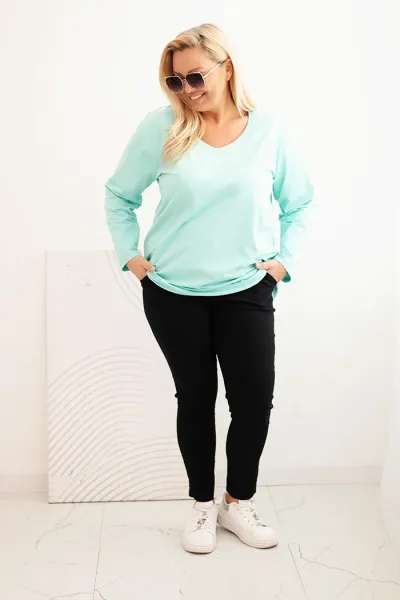 Legínovo Dámska blúzka Plus Size s lodičkovým výstrihom biela Farba: Čierna, Veľkosť: 2XL/3XL