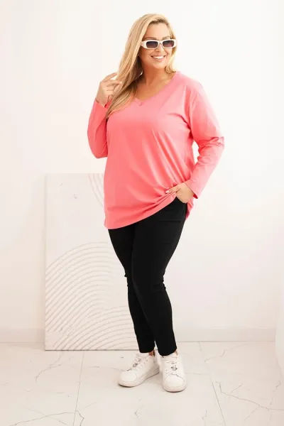 Legínovo Dámska blúzka Plus Size s lodičkovým výstrihom biela Farba: Čierna, Veľkosť: 2XL/3XL