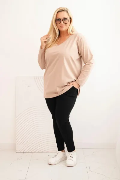 Legínovo Dámska blúzka Plus Size s lodičkovým výstrihom biela Farba: Čierna, Veľkosť: 2XL/3XL