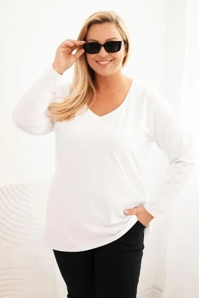 Legínovo Dámska blúzka Plus Size s lodičkovým výstrihom biela Farba: Čierna, Veľkosť: 2XL/3XL