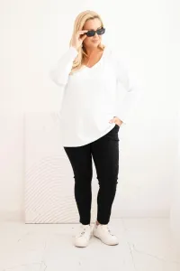Legínovo Dámska blúzka Plus Size s lodičkovým výstrihom biela Farba: Čierna, Veľkosť: 2XL/3XL