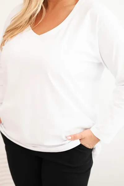 Legínovo Dámska blúzka Plus Size s lodičkovým výstrihom biela Farba: Čierna, Veľkosť: 2XL/3XL