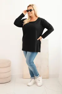 Legínovo Dámska blúzka Plus Size s lodičkovým výstrihom biela Farba: Čierna, Veľkosť: 2XL/3XL