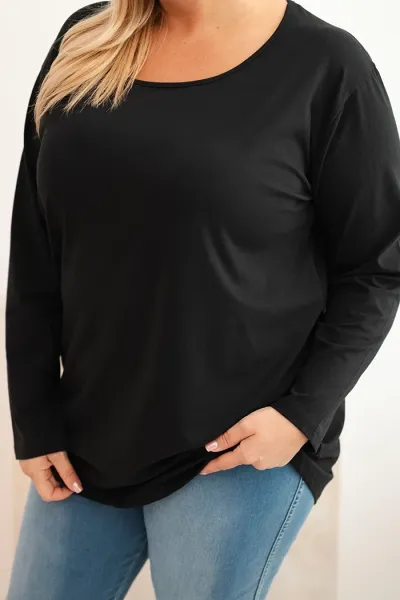 Legínovo Dámska blúzka Plus Size s lodičkovým výstrihom biela Farba: Čierna, Veľkosť: 2XL/3XL
