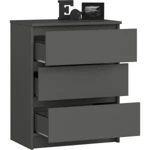 Ak furniture Komoda Kuba 60 cm s 3 zásuvkami grafitová