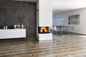 ROMOTOP HEAT C 3G L 65.52.31.26 čierne ohnisko - trojstranná krbová vložka s výsuvnými dvierkami a s deleným sklom HC3LH 26