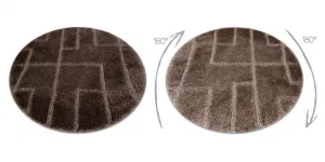 Kúpeľňový koberček SUPREME LINES línie, hnedý kruh