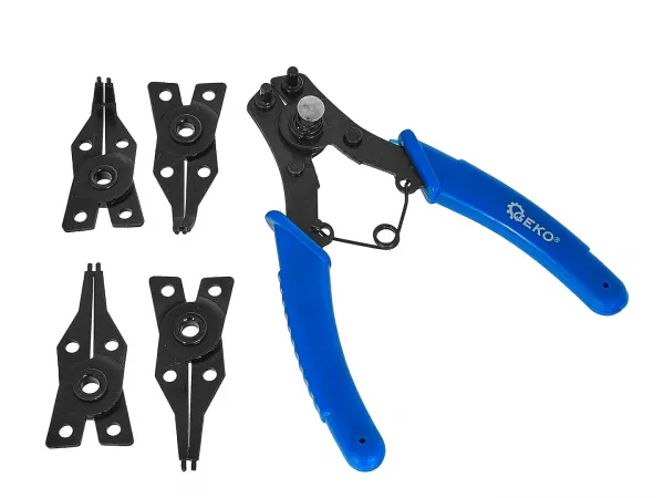 Geko Kliešte na poistné krúžky Seeger s vymeniteľnými hrotmi – 160 mm