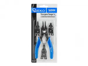 Geko Kliešte na poistné krúžky Seeger s vymeniteľnými hrotmi – 160 mm