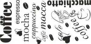 Nálepkanastenudokuchynesnázvamirôznychdruhovkávy100x200cm100x200cm