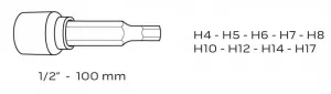 Sada1/2"šesťhrannýchbitov100mm9ks08-706NEO