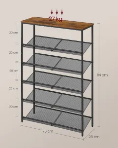 SONGMICS Topánkovník Vasagle Melas 114 cm čierny/hnedý