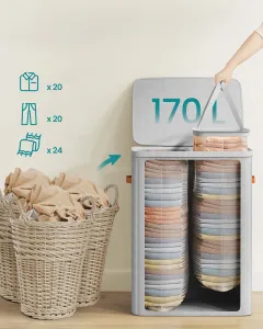 SONGMICS Kôš na bielizeň Vilém 170 L sivý