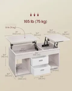 SONGMICS Konferenčný stolík Vasagle Uma s výsuvnou doskou 100 cm béžový