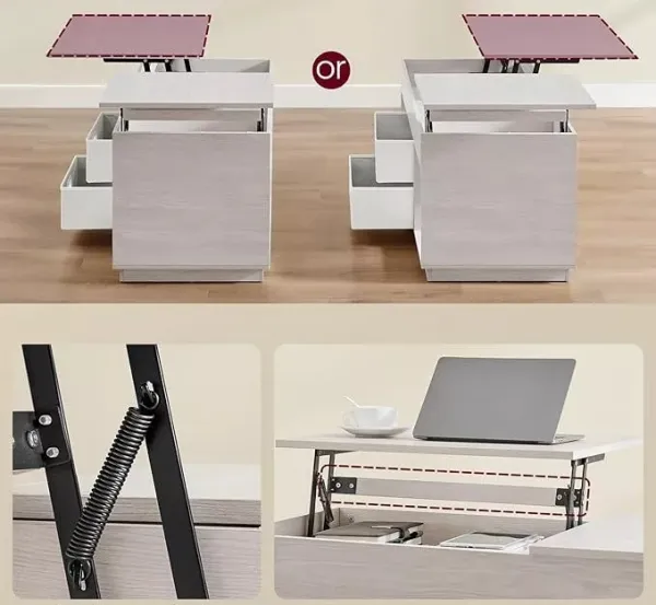 SONGMICS Konferenčný stolík Vasagle Uma s výsuvnou doskou 100 cm béžový