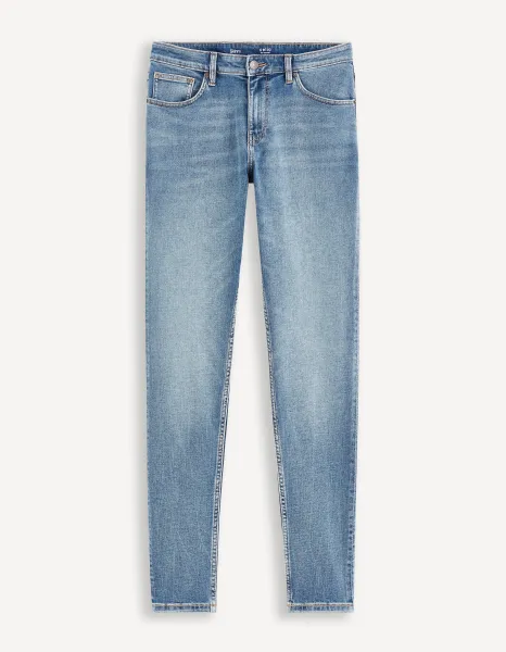 Svetlomodré pánske skinny fit džínsy Celio Foskinny1