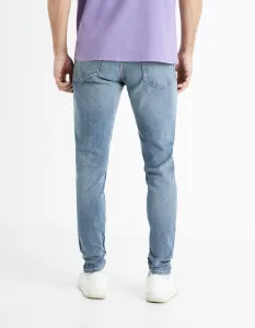 Svetlomodré pánske skinny fit džínsy Celio Foskinny1