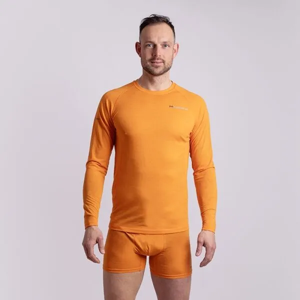 PROGRESS MA NDR 125 Pánske merino tričko s dlhým rukávom, oranžová, veľkosť