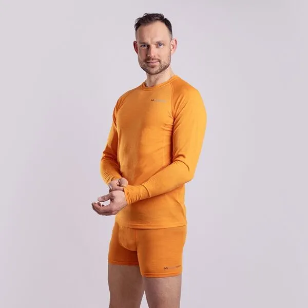 PROGRESS MA NDR 125 Pánske merino tričko s dlhým rukávom, oranžová, veľkosť