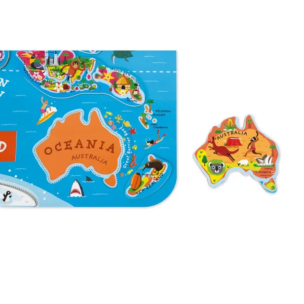 Magnetická mapa sveta - puzzle 92 magnetov - anglická verzia