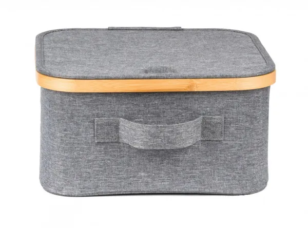 Úložný box G21 30 x 30 x 15 cm, bambusový s víkem, šedý